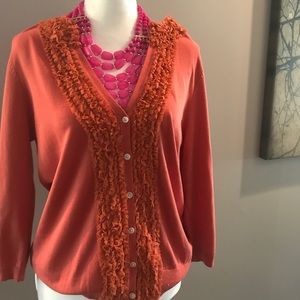 Talbots Dusty Orange button up Cardigan.